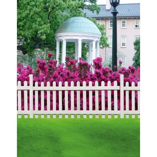 5x7ft Lawn Fence Tree House Building Photography Backdrops Photo Props Studio Background