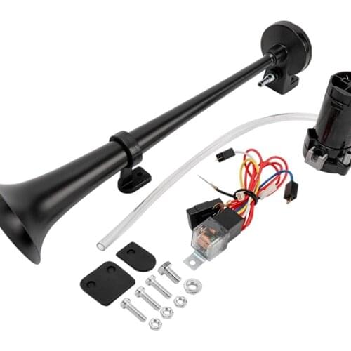 12V 150db Air Horn Kit, Super Loud Chrome Zinc Single Trumpet Truck Air Horn with Compressor for Any Car Lorry Train Boat