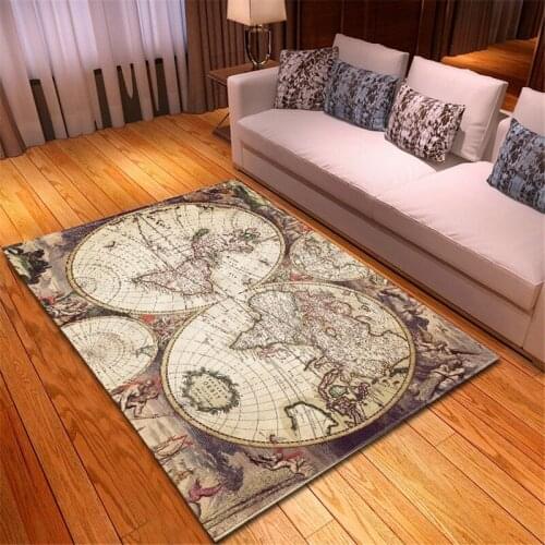 New Living Room Bedroom Carpet Crawling Mat World Map Nordic Style Printed Sofa Cushion Safe Non-slip Home Decoration Products