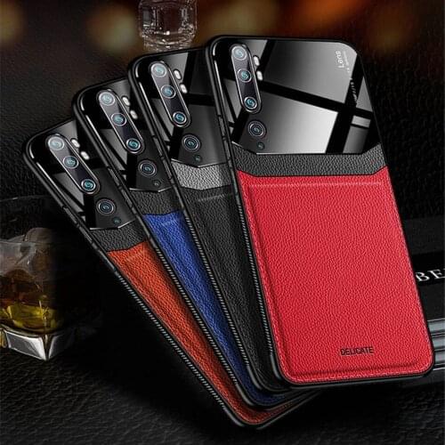 Leather Protector Case For Xiaomi mi 9T Pro Case Luxury Mirror Glass Shockproof Cover For Xiaomi Note 10 Cover For Mi K30 Case