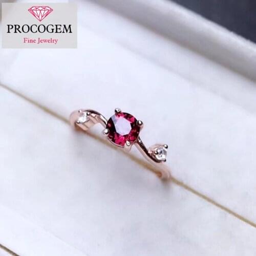 Natural Pyrope Garnet Rings for Women Nice gifts 5x5mm 0.6ct Genuine gemstones New fine Jewelry rings 925 Sterling silver #343