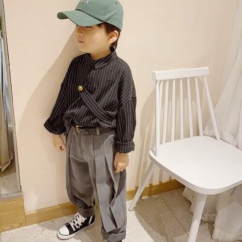 Stripe Spring Summer Boys Blouses Shirts Kids Children Clothing Top Overcoat Formal Sport Beach Cotton Long Sleeve High Quality