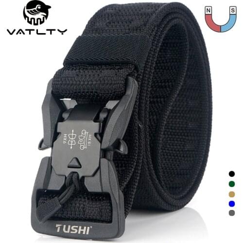 Stretch/Non-stretch Military Tactical Belt For Men Engineering Plastic Magnetic Buckle Outdoor Work Belt Nylon Jeans Belt Male