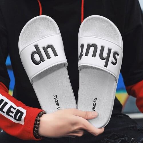 ZEEKSON Fashion Letter Couple Flip Flop Sandals Summer Outdoor Seaside Beach Mens Slippers Casual Home Non-slip Womens Slipper