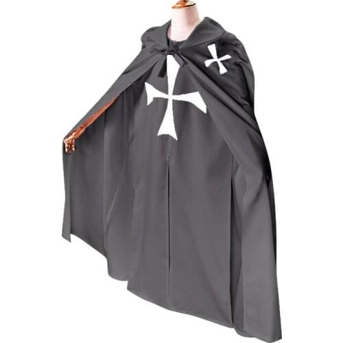 Halloween Medieval Costume Robe Knights Templar Cloak Hospitaller Tunic Cape Stage Costumes S- XXL