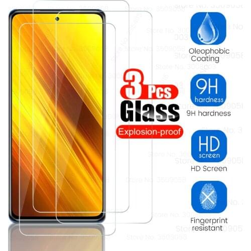 The glass on poco x 3 glass 3pcs 9h original tempered glass for xiaomi pocophone little poco x3 nfc pocox3 screenprotector film