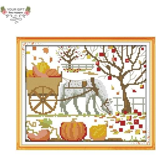 Your Gift F508 14CT 11CT Counted and Stamped Home Decoration Magical Pumpkin Needlework Needlepoint Embroidery Cross Stitch kits