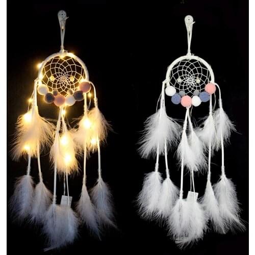 Car Room Decor Dream Catcher With Feathers Night Light Wall Hanging