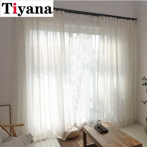 Japanese Style Cotton Linen Curtain Window Gauze Curtains Modern Bedroom Balcony Living Room Kitchen Voile Tulle Drapes