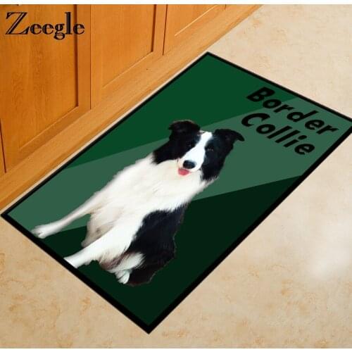 Zeegle Dog Pattern Funny Doormats Flannel Carpets Kids Room Anti-slip Baby Room Carpets Bedroom Rug Bedside Mats Soft Kids Rug