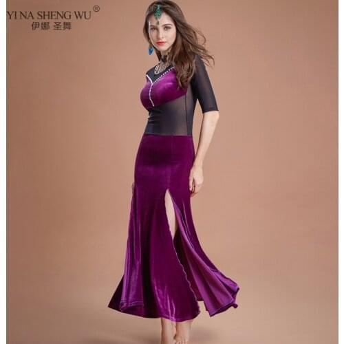 Adult Sexy Gold Velvet Tribe Oriental Dress 3 Colors Belly Dance Costume Dress For Women Bellydance Clothes Dancer Wear No Belt