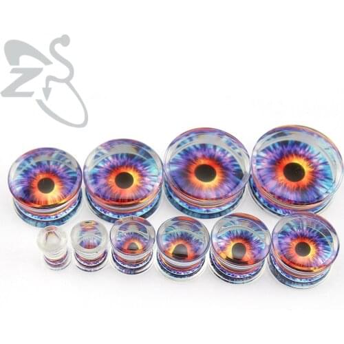ZS I Pair Punk Cear Acrylic Tunnels Plugs for Men Women Transparent Purple Eyebal Ear Stretcher Double Flare Ear Gauge Jewelry