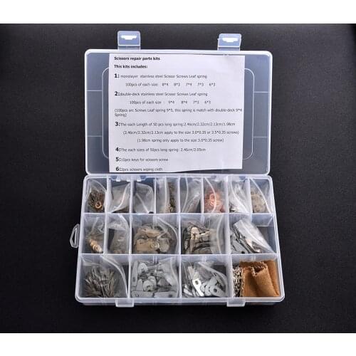 1 box of hair scissor parts Scissors Repair kits accessories including Leaf spring /keys for scissors screw/wiping cloth
