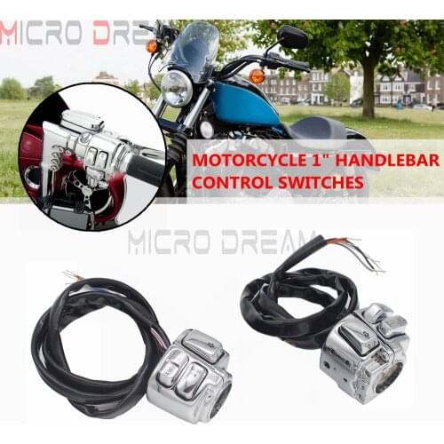 1" Handlebar Control Switch Horn Turn Signal On/Off Switch with Wiring Harness for Harley Dyna Sportster Softail Touring XL 883