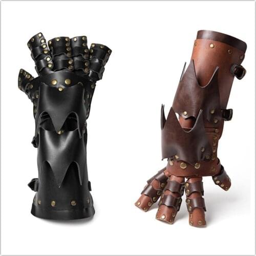 1PCS Right Hand Steampunk Mechanical Arm Halloween Party PU Decorative Finger Gloves Cosplay Costume Accessories Props