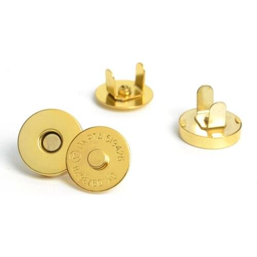 10 Sets/lot 14*4mm Gold Plated Handbag Leather Craft Clothes Magnetic Wallet Sewing Scrapbooking Snap Fastener Garment Button