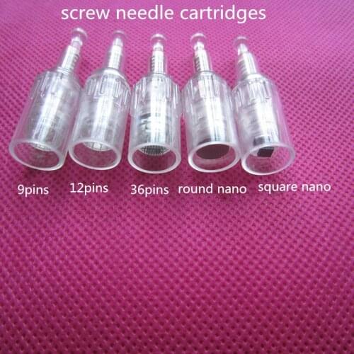 10pcs/lot screw port micro needles cartridge for auto derma tool replacement micro nano needle tips for auto derma pen
