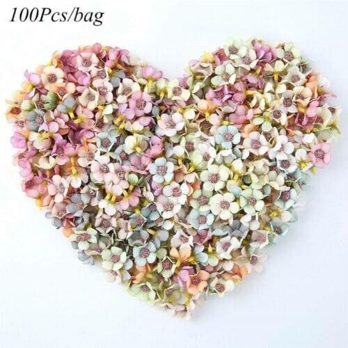 100Pcs/bag Mini Multicolor Silk Artificial Daisy Flower Heads 2cm Flowers For DIY Wreath Garland Home Wedding Decoration