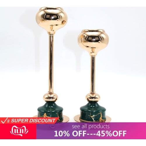 2pcs/set Nordic Plating Rose Gold Iron Candle Holder Candlestick Home Living Room Dining Table Crafts Ornaments Decorations