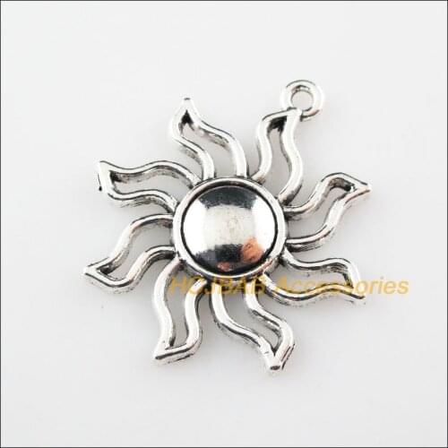 8 New Fire Sun Tibetan Silver Color Charms Pendants 31x34mm