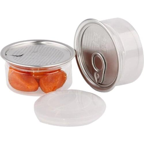 500pcs Clear Plastic Jar PET with Metal Lid Airtight Tin Can Pull Ring Concentrate Container Food Herb Storage 100ML W0101