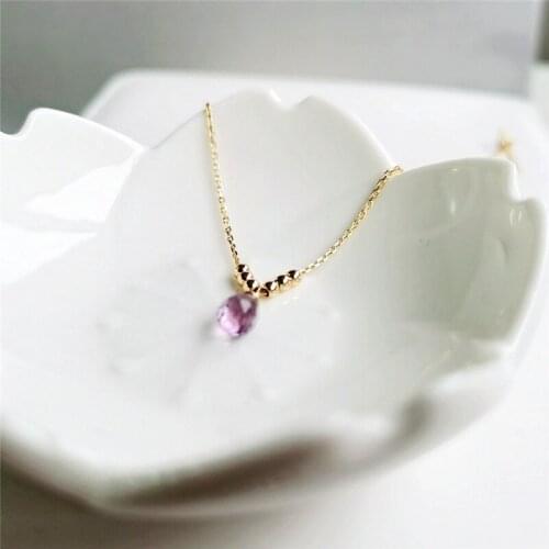 DAIMI 5-6mm Amethyst Pendant Necklace 925 Sterling Silver Gemstones Pendant For Women