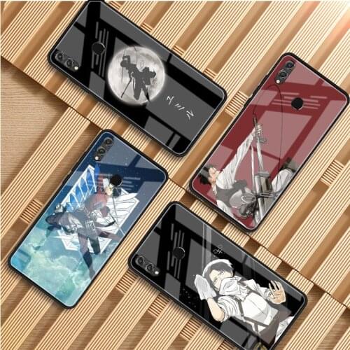 Anime Japanese attack on Titan Tempered Glass Phone Case For Huawei P40 P30 P20 Mate 40 30 20 10 Pro lite Plus P smart 2019
