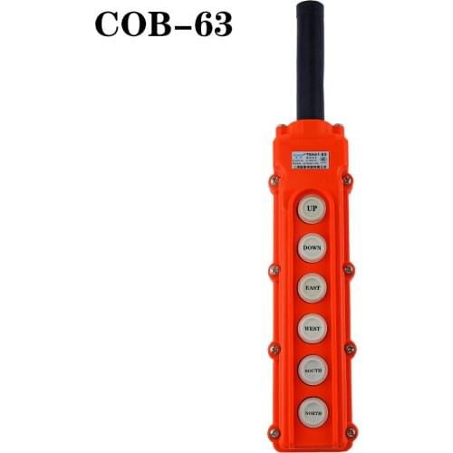 COB-63 6 Ways Rainproof Hoist Push Button Switch for Hoist Crane Control 250V 5A