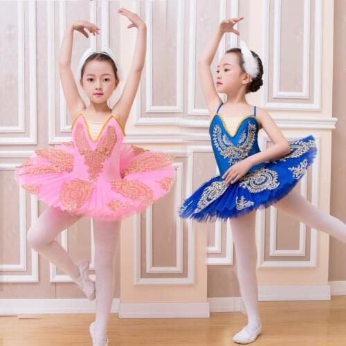Childrens Little Swan Lake Ballet Dance Dress Girl Professional Ballet Dance Skirt Children Ballerina Figure Skating Dress 90