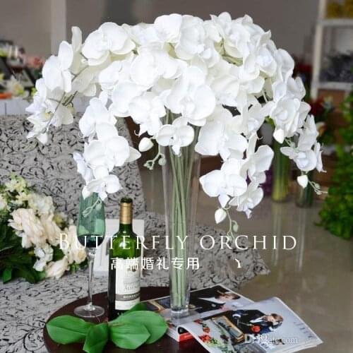 Elegant white Artificial Phalaenopsis Flowers 90 cm/35" Length Butterfly Orchid Bouquet For Home Ornament Wedding Decoration