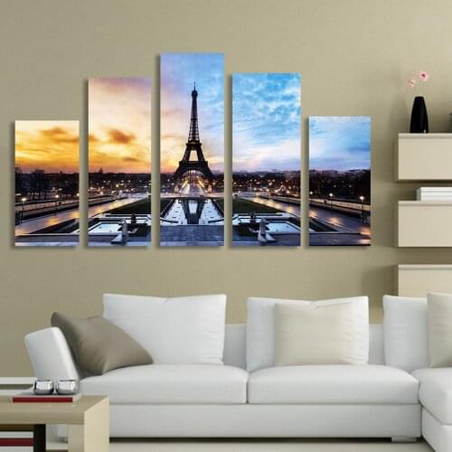 5 PCS big Paris Eiffel Tower picture canvas printing household adornment wall painting art