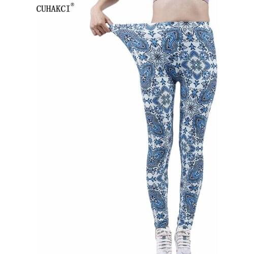 CUHAKCI High Elastic Workout Leggings Flower Printing Leggins Mujer Sport Women Sportwear Jeggings Gym Push-up Fitness Clothing