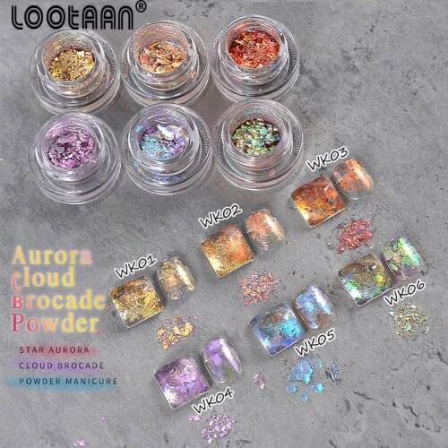 Lootaan 6 Color Nail Polarizing Laser Yunjin Powder Illusion Ultrathin Highlight Shining Aurora Powder Nail Accessories