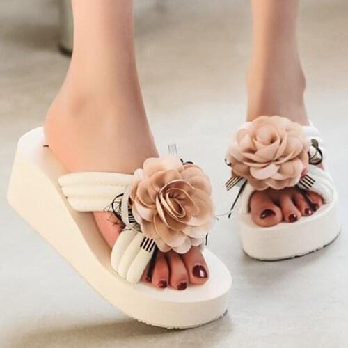 Fashion Flower Women Slippers Non-slip Beach Shoes Summer Soft Comfy Flat Shoes Wedges Ladies Flip Flop Женские тапочки qq449