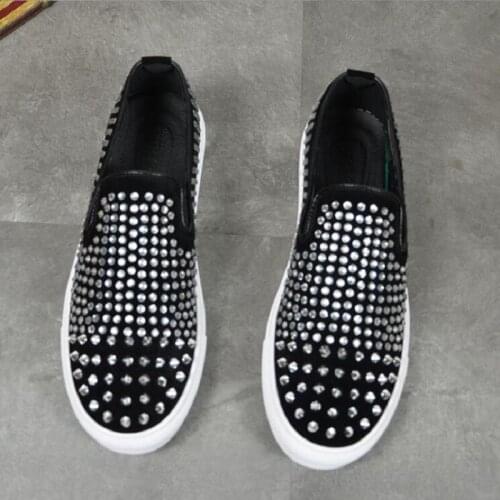 Mens Casual Party Nightclub Dresses Genuine Leather Shoes Rivets Loafers Slip On Lazy Shoe Flats Sneakers Chaussure Homme Zapato