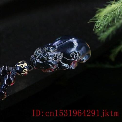 Jade Pixiu Pendant Necklace Tiger Black Green Charm Gifts Natural Chinese Amulet Jewellery Carved Fashion