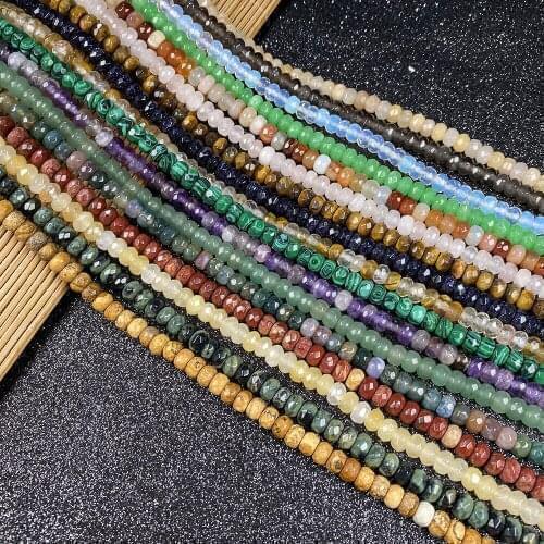 Faceted Natural Stone Abacus Shape Agates Tiger Eye Amethysts Beads for Jewelry Making Necklace Bracelet Size 4x6mm Length 40cm