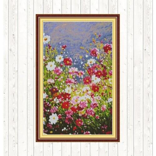 Pastoral Flowers Counted Dmc 14ct 11CT Cross Stitch DIY Embroidery Needlework Sets Cross Stitch Kits Wall Home Decor Needlepoint