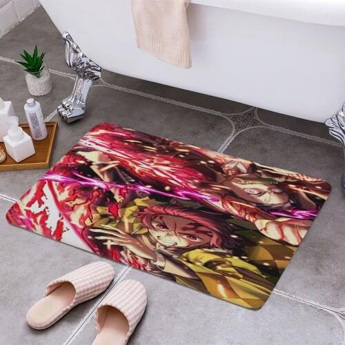 Demon Slayer Anti-slip Doormat Vacuuming Water Absorbing Kitchen Bedroon Bath Floor Mats Home Entrance Home Decora