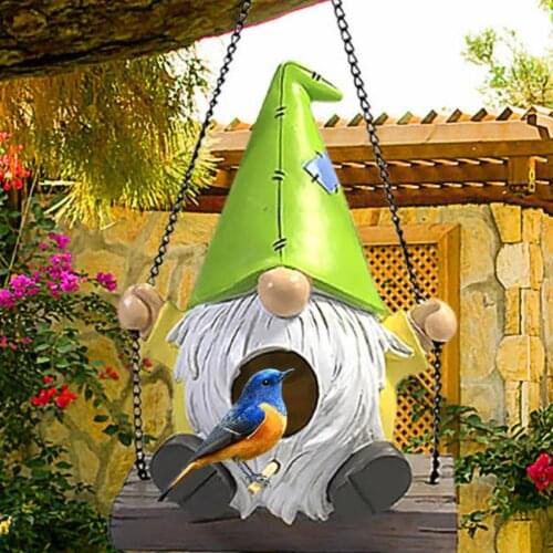Birds Nest Bird Cage Hanging Bird House Outdoor Decorative Resin Garden Swing Gnome Ornament Decoration parrot Resting Place