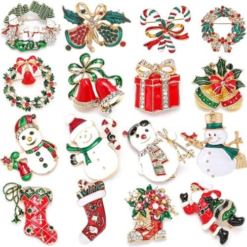 Christmas Tree Brooches for Women Rhinestone Xmas Bells Brooch Gift Fashion Jewelry Festival Brooch Winter Coat Cap Brooches