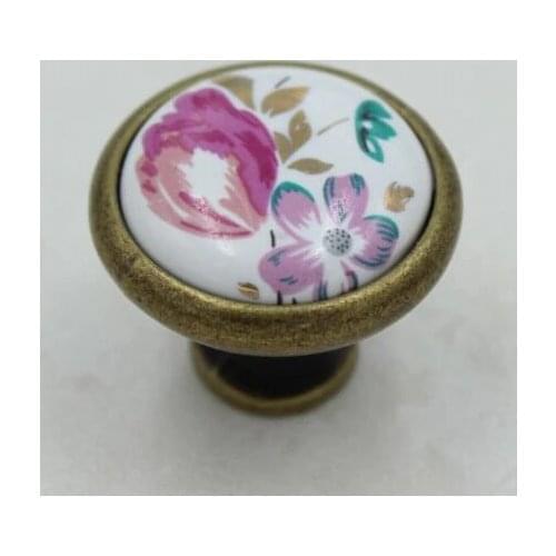 Antique brass ceramic furniture knob bronze drawer cabinet knob rustico pastorale porcelain dresser cupboard door pull handles