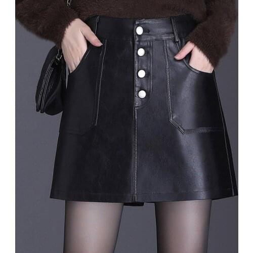 PU High Waist Shorts Women New Black Korean Fashion Wide Leg Skirt Shorts Casual Mini Ladies Shorts Skirts Streetwear Plus Size