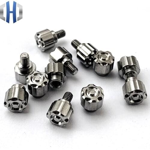 Titanium Alloy Pusher Plate Folding Knife Push Knife Button Titanium Alloy CNC Production Nails Tool Opening And Closing Screws