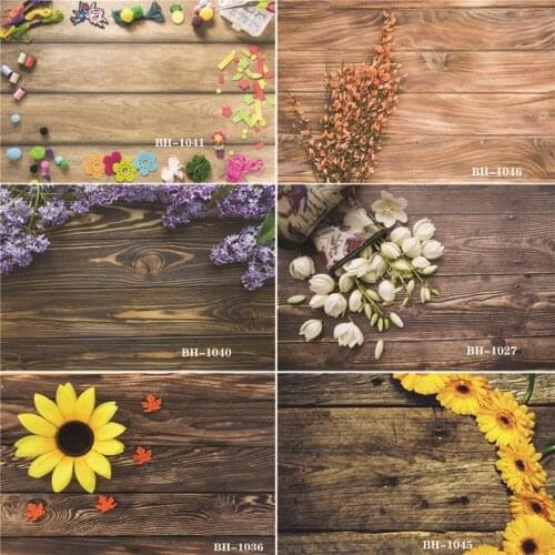 Vinyl Custom Photography Backdrops Prop Flower and Wooden Planks Theme Photography Background #0096