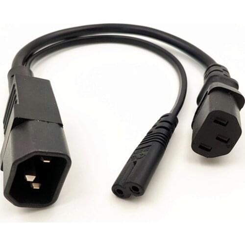 Y Type Splitter Power Cord ,IEC320 C14 Plug 3-Prong Male Power Cable Cord AC Power Adapter to C7 +C13 Female