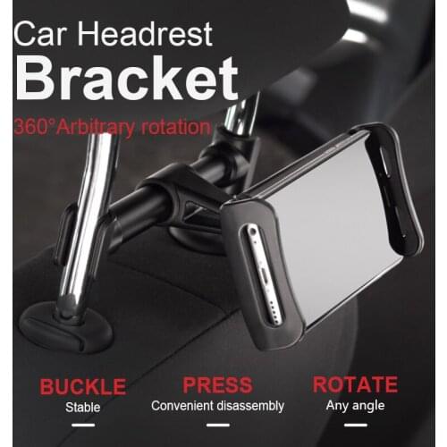 YASOKO 360 Rotation 4-11.5inch Mobile Phone Holder Car Back Seat Headrest Bracket For iPad tablet phone Telescopic Stand