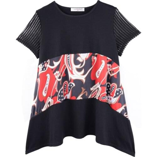 Neatie kiddie Plus Size Women T-shirt Tops Clothes Loose Patchwork Bottom Summer Fashion Streetwear Tshirt Short Sleeve for Lady