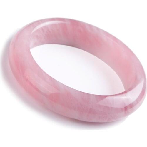 Genuine Madagascar Pink Gemstone Natural Rose Quartz Bangle Bracelets For Women Female Inner Diameter 58mm