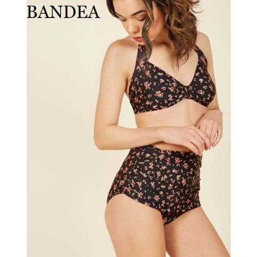 BANDEA Swimwear Female Swimsuit 2019 Bikini Women Floral Print Swimwear High Waist Swimsuit Push Up Bathing Suit Bikini Set